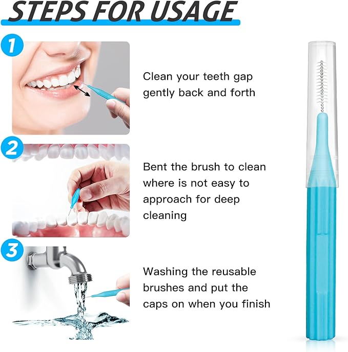 RAZOKO Interdental Brush, Flossing Head,Easy Use Tooth Cleaning Tool (1Pack(2mm/2.3mm/2.5mm/3mm)-88pcs)