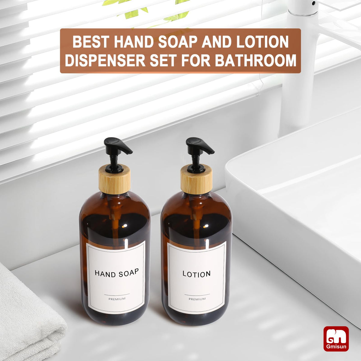 Amber Glass Soap Dispenser (2 Count)