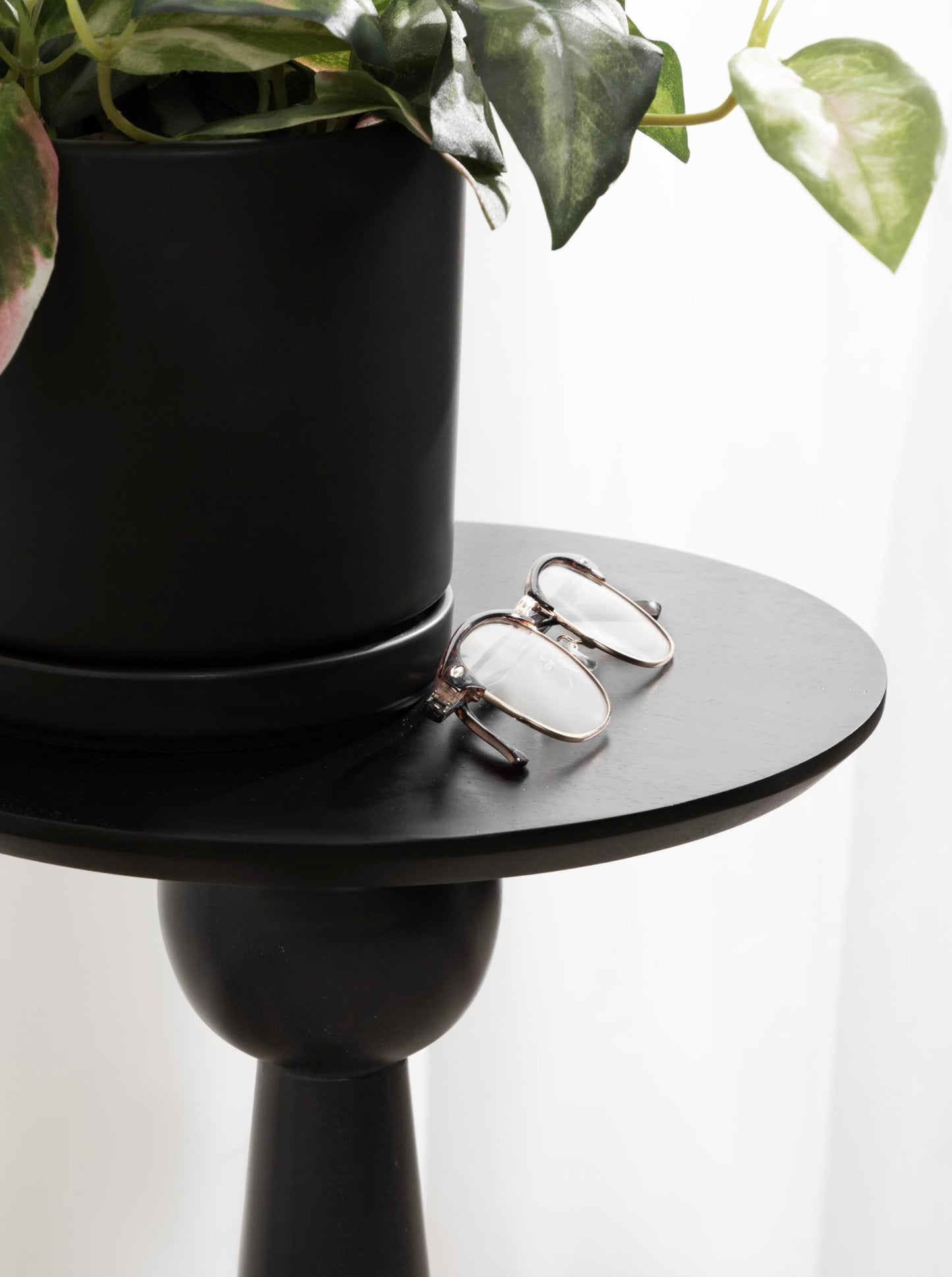 Kate and Laurel Jakob Modern Wooden Round Side Table; 12 x 24; Black; Circle Pedestal Table for Use as Bedroom Nightstand; Indoor Plant Stand; or Decorative Living Room Table