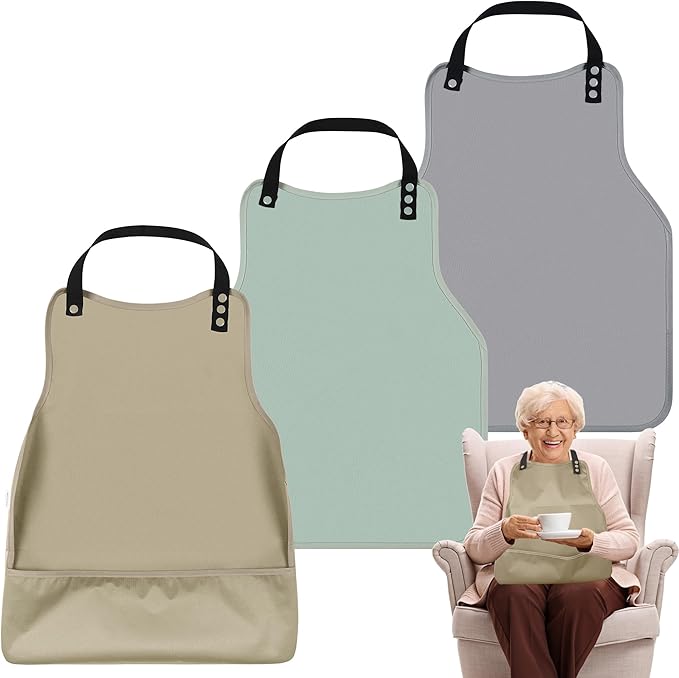 Adult Bibs-3 Pcs Washable Clothing Protector with Upgraded Crumb Catcher