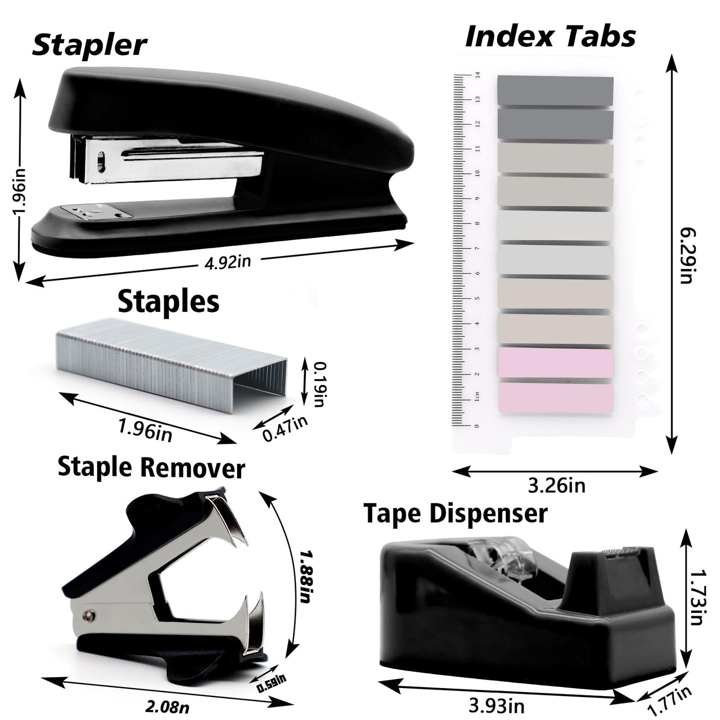 OfficeMate Stapler & Tape Dispenser Set - Black Desk Accessory Kit, Gift for Students, Women, Coworkers, Boss Lady, Office Clerks