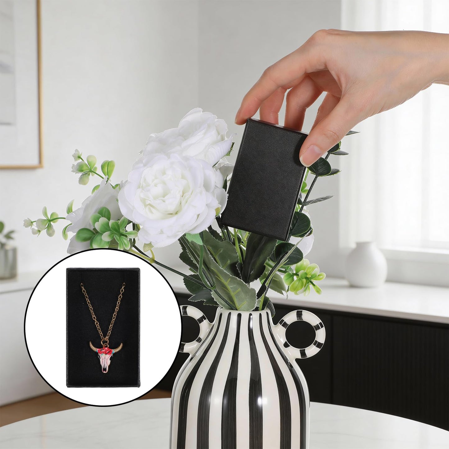 Douaowoc 32 Pcs Cardboard Jewelry Gift Boxes Jewelry Boxes Packaging Small Earring Gift Box with Lids for Necklace Ring (Black, 3.2 x 2 x 1 Inch)