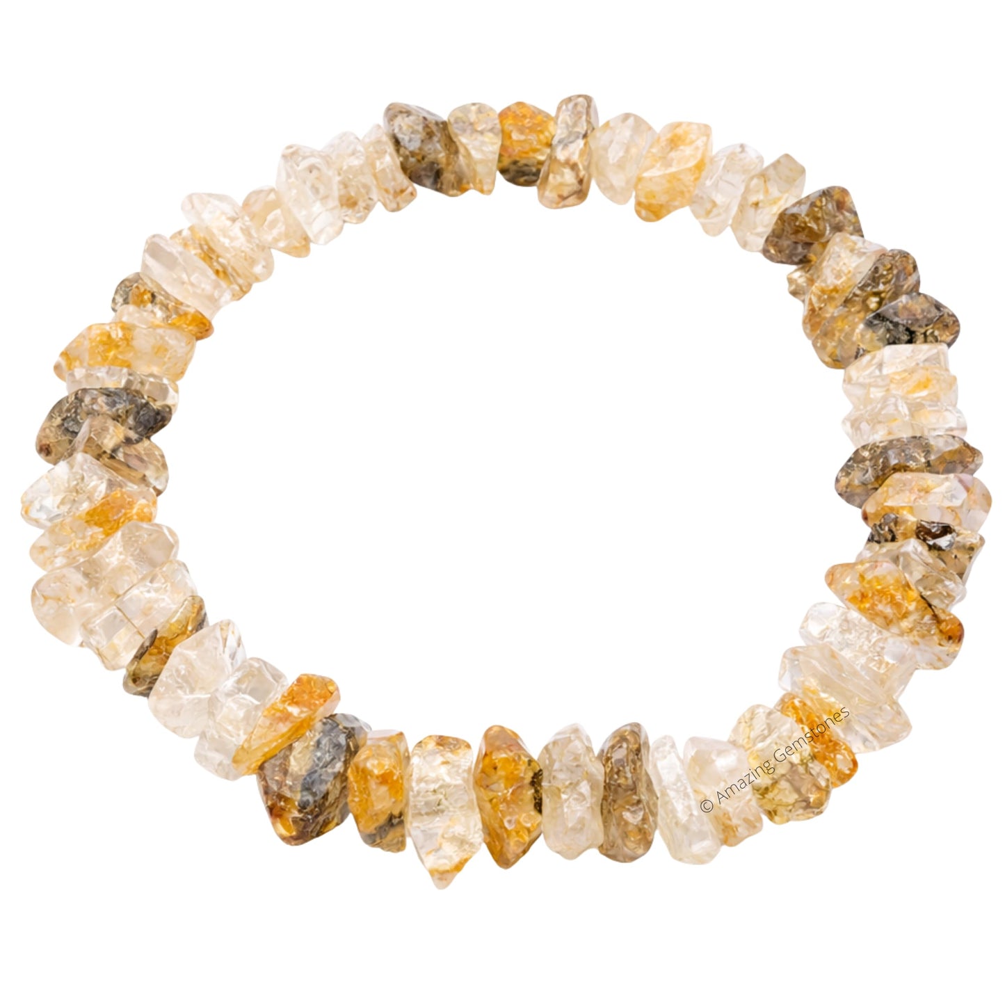 Amazing Gemstone Chips Bracelet (Golden Rutilated Quartz)