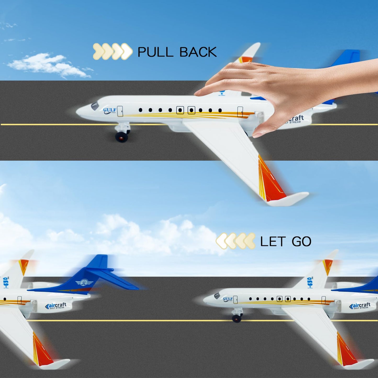 OTONOPI Airplane Toy, Die Cast Metal Plane Toy G650 Model Single Airlines, Pull Back Bump and Go Airbus Plane with Lights and Sounds for Kids Boys and Girls Age 3 Up for Gift and Collection with Stand