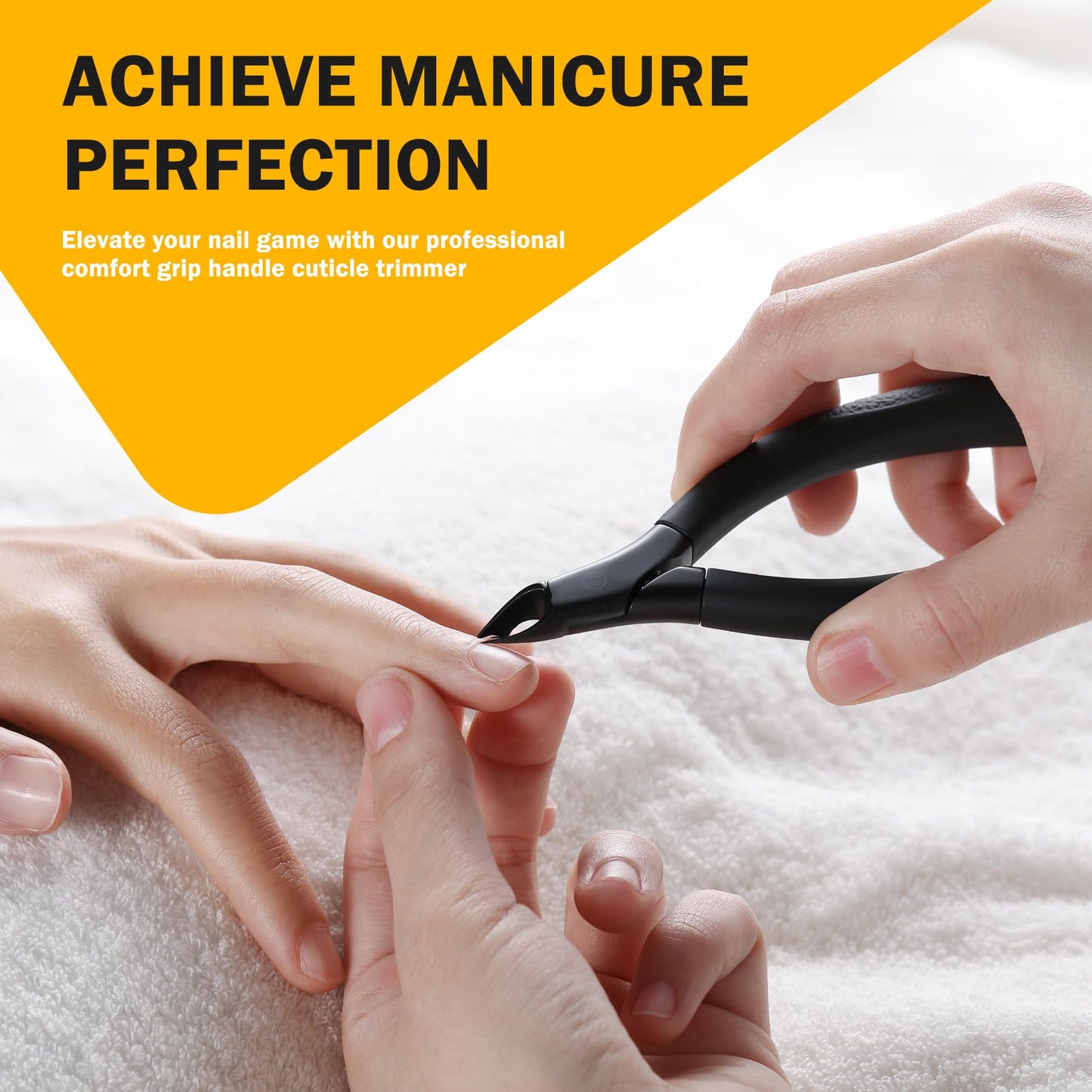 BEZOX Cuticle Trimmer for Salon-Worthy Nails - Professional Half Jaw (5 mm) Cuticle Clippers with Anti-Slip Silicon Handle, Precision Cuticle Cutters Premium Manicure Tool - Dark