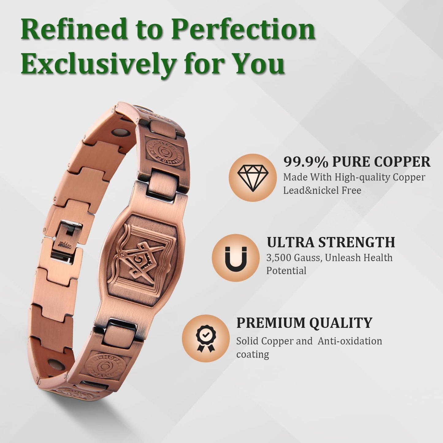 Fashtour Magnetic Bracelet and Ring Set for Men, 99.99% Pure Copper Jewelry, Adjustable Cross & Celtic Knot Design, Gift for Dad (Copper & Christian Cross Design)