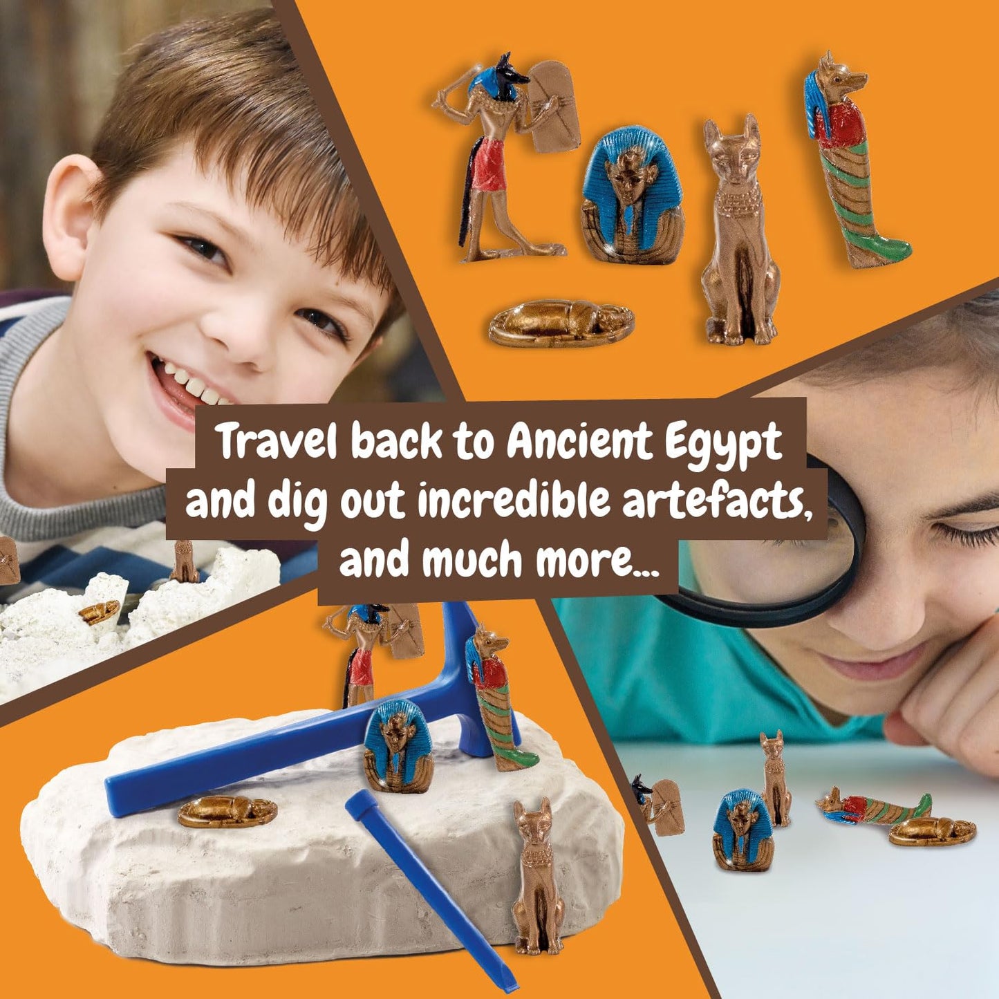 Science4you Egyptian Dig Kit for Kids – Learn About Ancient Egypt with This Dig Kit, Do a Historical Excavation & Discover All 5 Egyptian Statues, an Archeology Gift for Girls & Boys Age 8 9 10 11+
