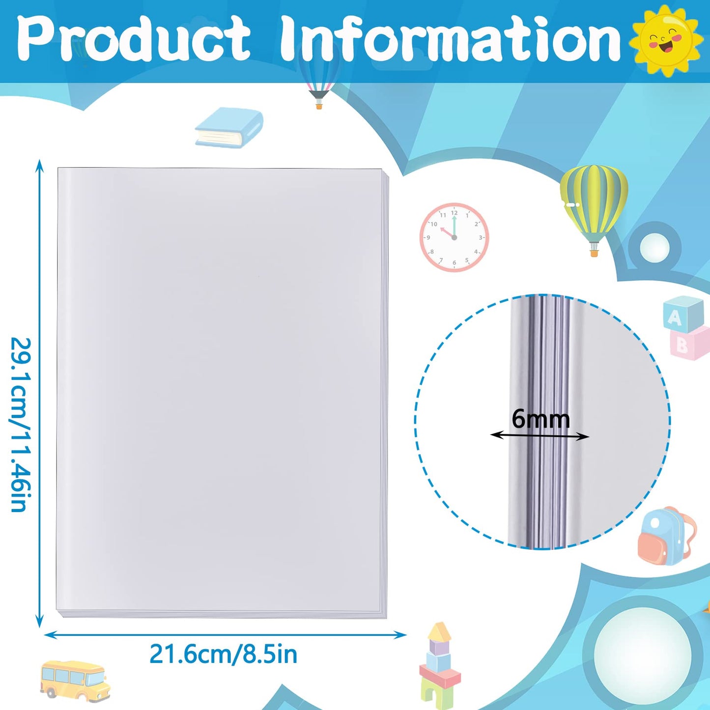Jecery 12 Pcs Blank White Books Hardcover Sketchbooks White Blank Notebook Hard Cover Journal for Kids Reading Writing Sketch, 18 Sheets Each, 11 x 8.5 Inch