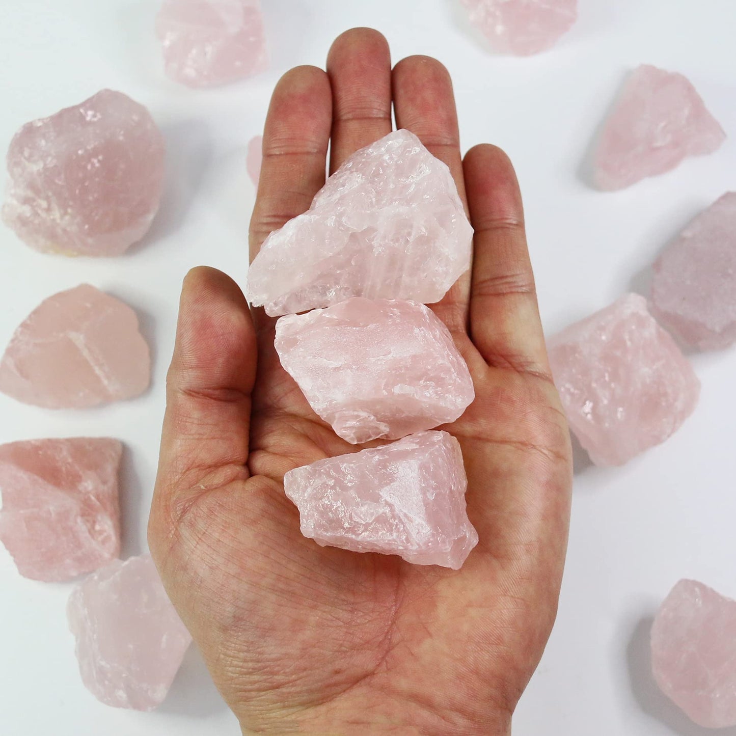 Nvzi Rose Quartz Crystals, Raw Crystals Bulk, Gem Stones Rocks Crystals, Tumbled Stones and Crystals Bulk, Rock Collection, Chakra Stones, Healing Crystals, Raw Minerals Rocks Crystals(1LB)