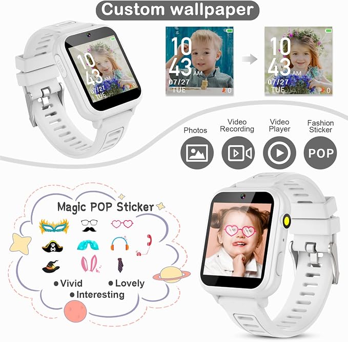 Kids Game Smart Watches Girls with 39 Puzzle Games Camera Music Player