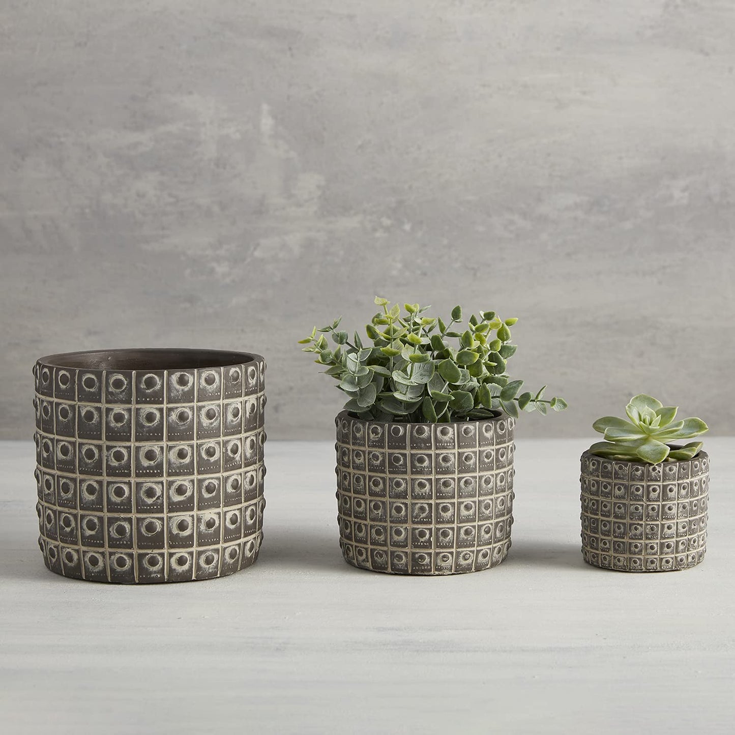 47th & Main Cement Planter Pot, 4.9" Tall, Beaded