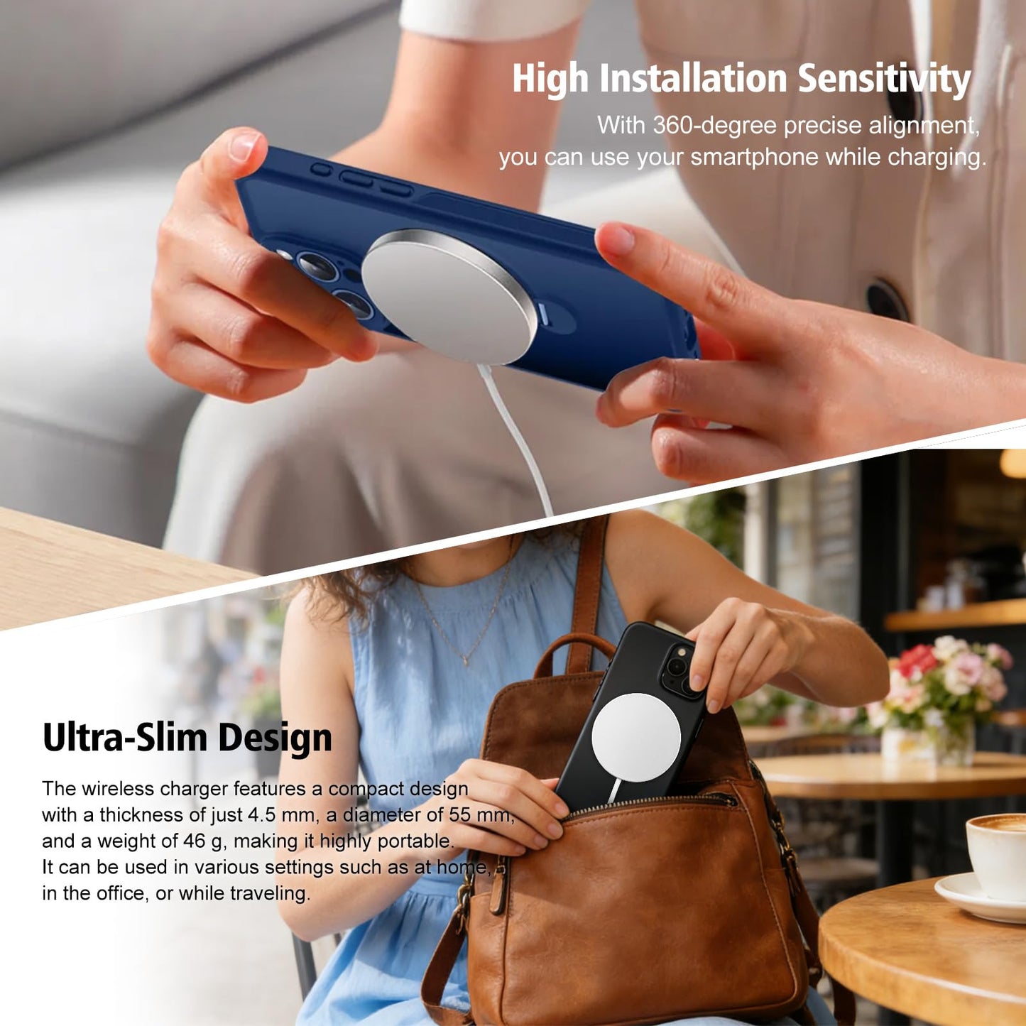 Wireless Charger 2Pack 25W Qi2 Magnetic Wireless Charger for iPhone 17/16/15/14/13/12 Pro Max, Air pods 4-2Pro, Samsung Galaxy, Google Pixel, and More, Lightweight for Travel Home Office Desk (White)