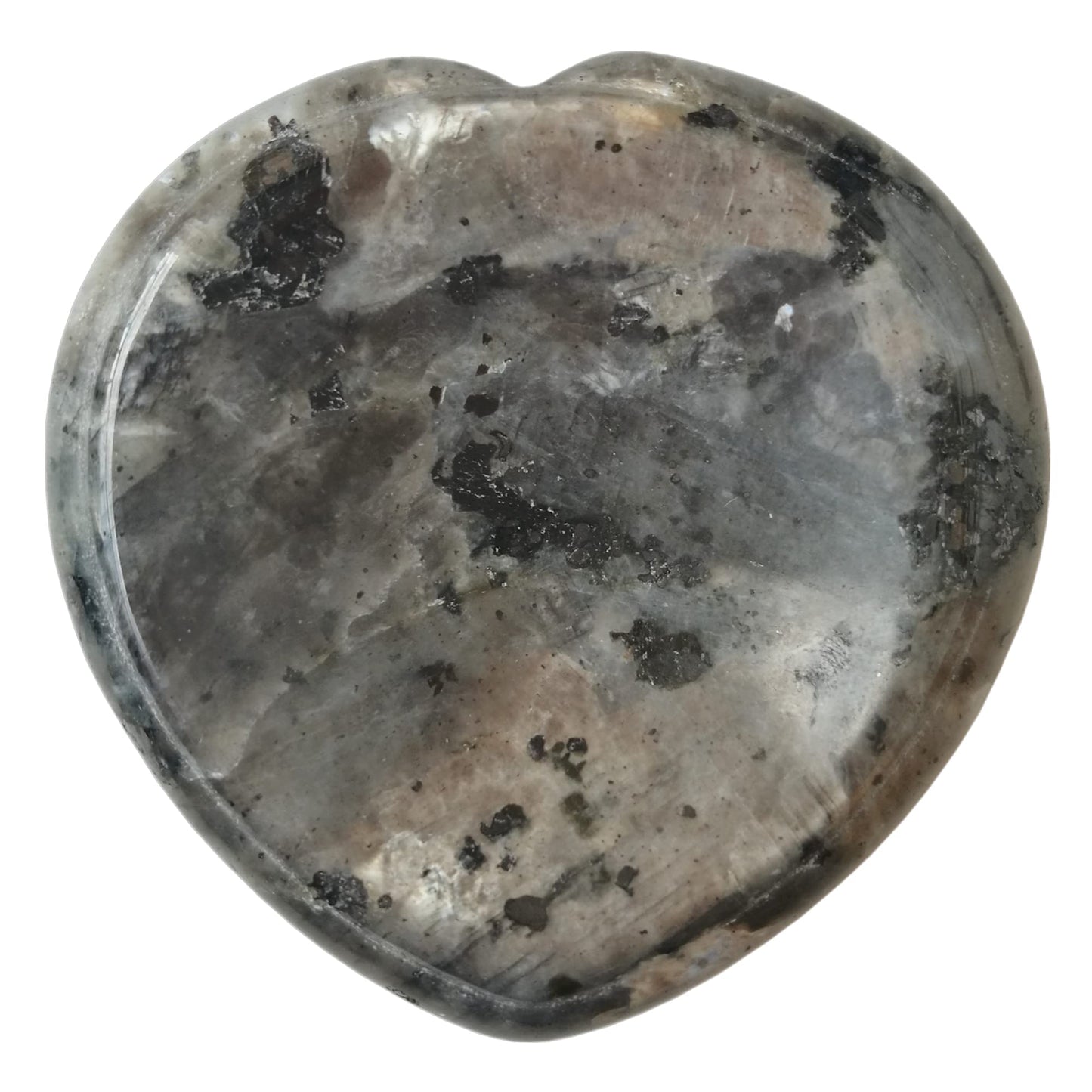 Bacatgem Natural Black Labradorite Heart Chakra Thumb Worry Stone,Hand Carved Healing Crystal Shaped Stone for Anxiety Stress Relief Meditation