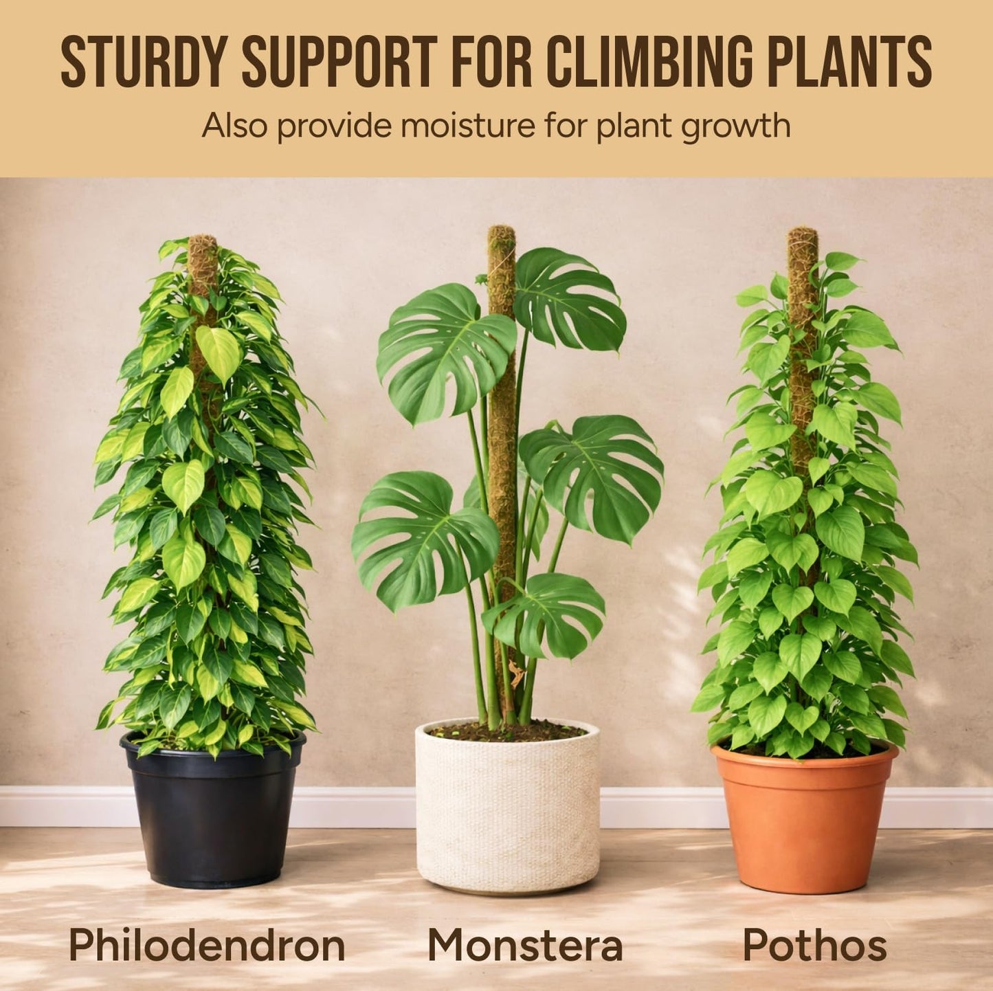 Craft911 Moss Pole Monstera Plant Support – 2 Pack 28” Bendable Moss Pole Monstera Plant Support, Plant Stakes for Indoor Plants, Tall Plant Sticks Support for Climbing Plants
