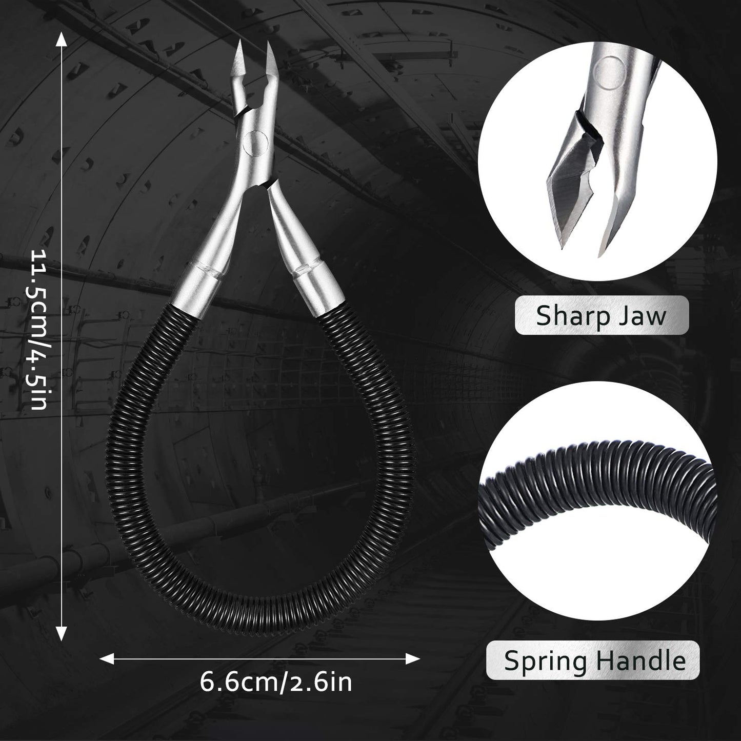 3 Pieces Spring Cuticle Trimmer, Spiral Shear Dead Skin Remover Nipper Easy to Remove Pedicure Manicure Tools for Nails