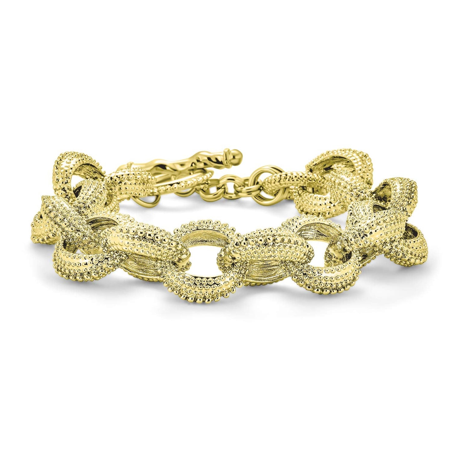 Bling Jewelry Chunky Large Oval Chain Statement Bracelet For Women Toggle Clasp Closure Gold Plated Matt Texture