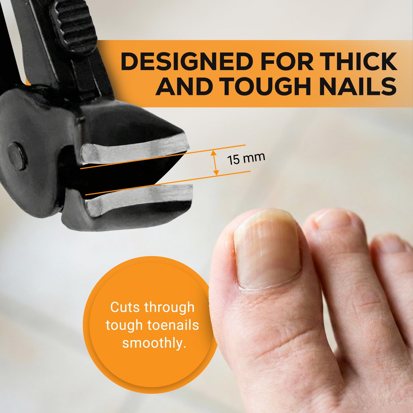 EZPIK Thick Toe Nail Clippers for Seniors with Nail File Set, Ergonomic Nail Cutter with 4.8” Long Handle, Angled Head & Stainless Steel Blades, Comfortable Toenail Clippers for Weak & Arthritic Hands