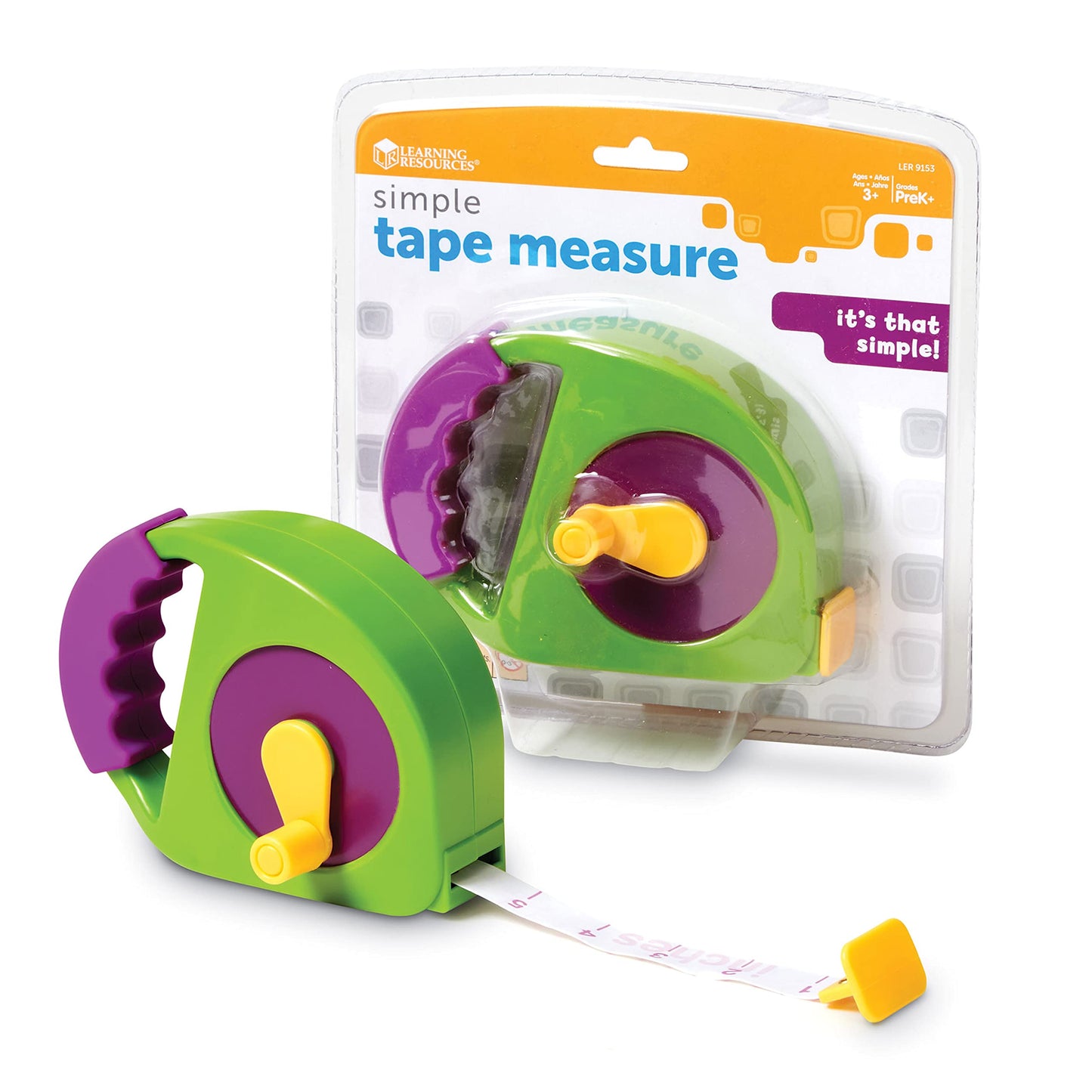 Learning Resources Simple Tape Measure - Kids Construction Toys, Preschool Activities, Pretend Play for Toddlers , Height Measurement Counting Tool, Fine Motor Skills, Homeschool