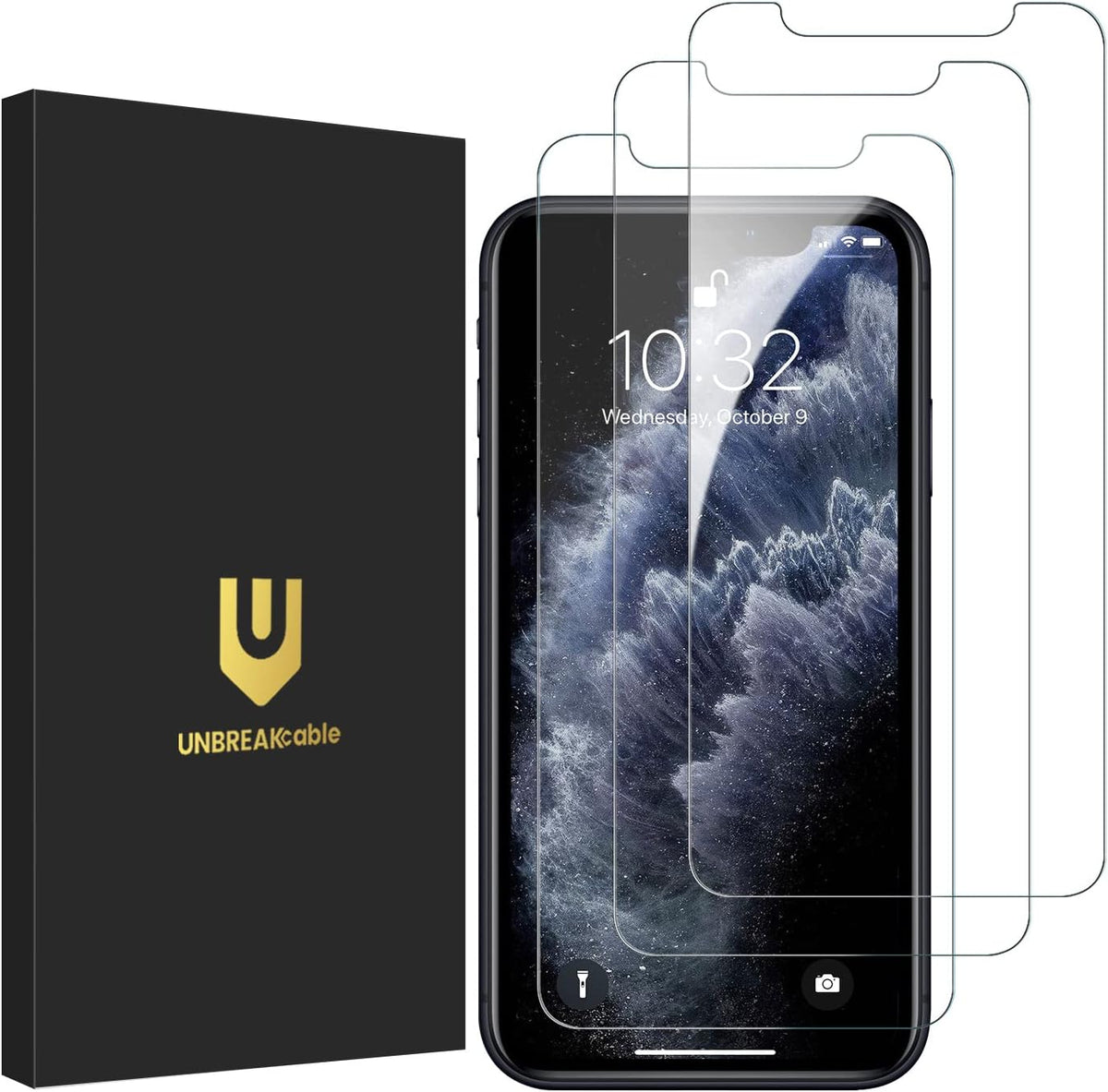 UNBREAKcable 3-Pack Screen Protector for iPhone 11 Pro Max/iPhone Xs Max, Double Shatterproof Tempered Glass [Easy Installation Frame] [9H Hardness] [HD Clear] [Case Friendly] for iPhone 6.5 inch