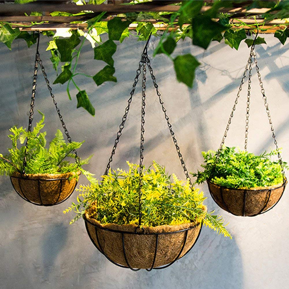 KABB Hanging Basket Chains, Black Iron Sling Chain, 20" L x 20" W x 0.8" H, Indoor/Outdoor, Holds Up to 20 lbs, 2 Pack