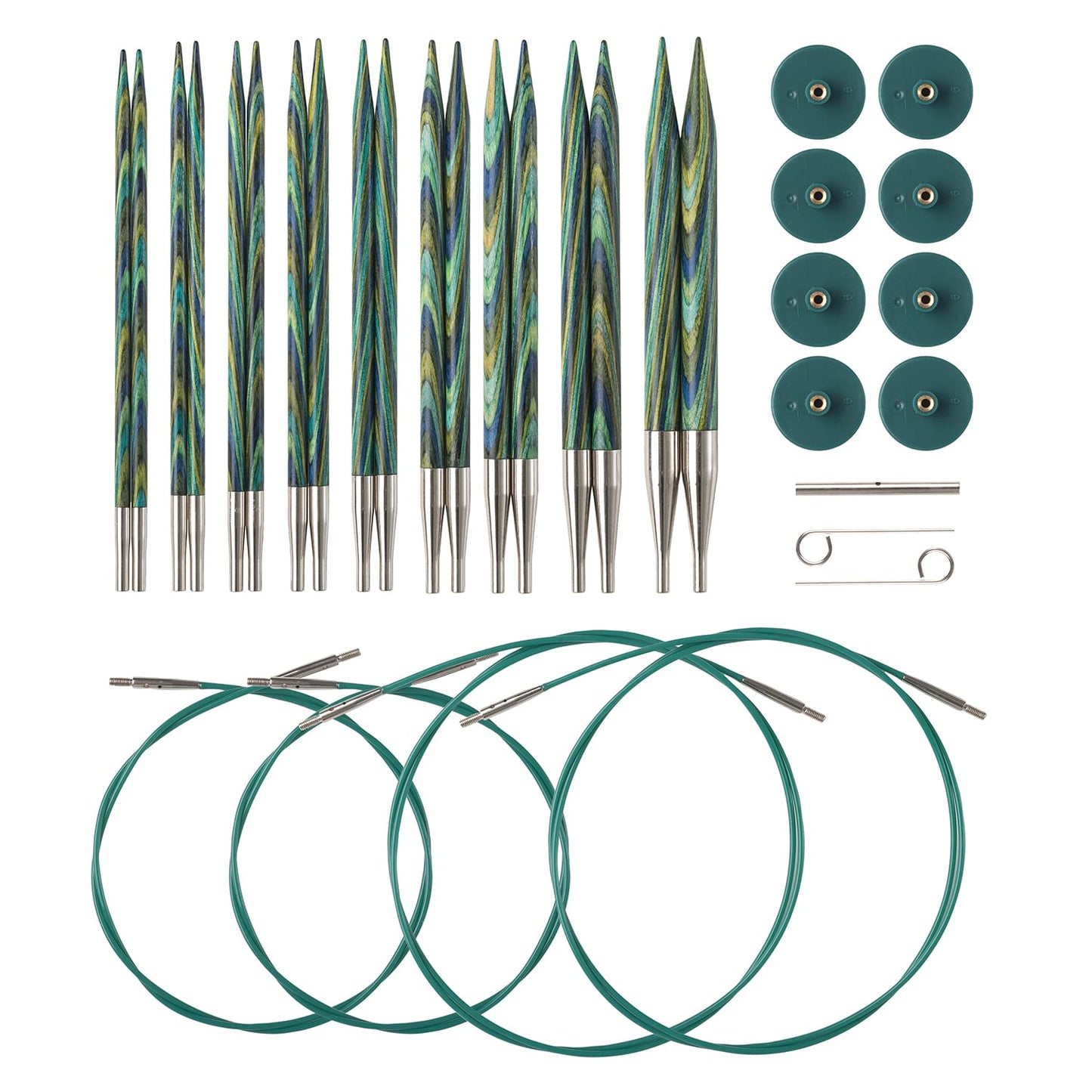 Knit Picks Interchangeable Knitting Needle Variety Pack - Sizes 4-11 and 13, 15, and 17 (Caspian)