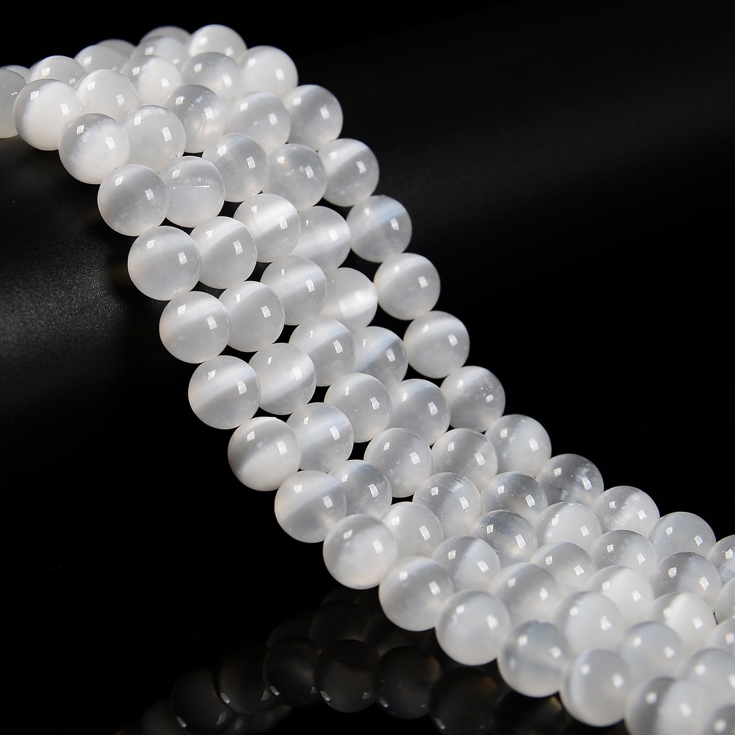 126Pcs 6mm Natural Moroccan Selenite Beads - Round Healing Crystal Beads for Jewelry Making Chakra Balancing Positive Reiki Energy Stone