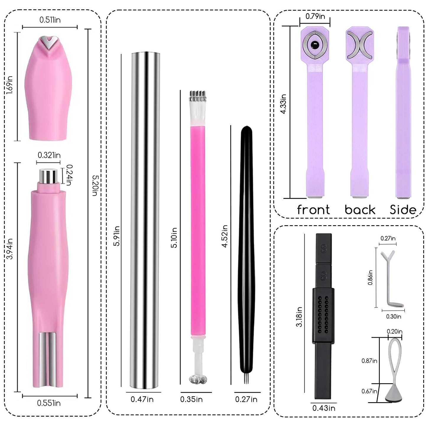WOKOTO 6 Pcs Cat Eye Nail Art Magnet Pen Set with 4 Y/O Iron Stencils, Multi-Styled Cat Eye Magnet Tools for Heart Ring French Tip Cat Eye Nails, Beginner-Friendly DIY Nail Kit, Salon-Quality Tools