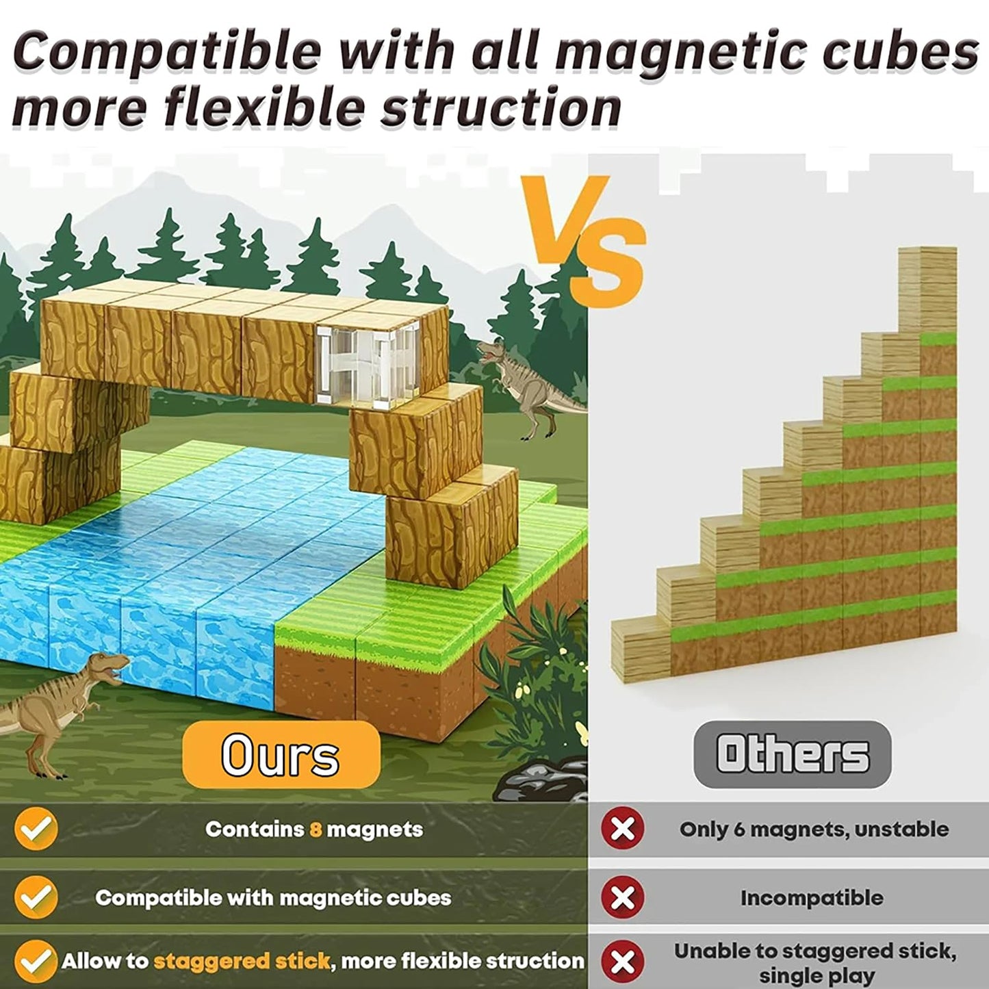 ASTRALUNASENTRY Magnetic blocks-100pcs,Building Cube,Size 0.8 inches/2cm, Constructions Toys for Boys & Girls Age 3-4, 5 6 7 8 9 10