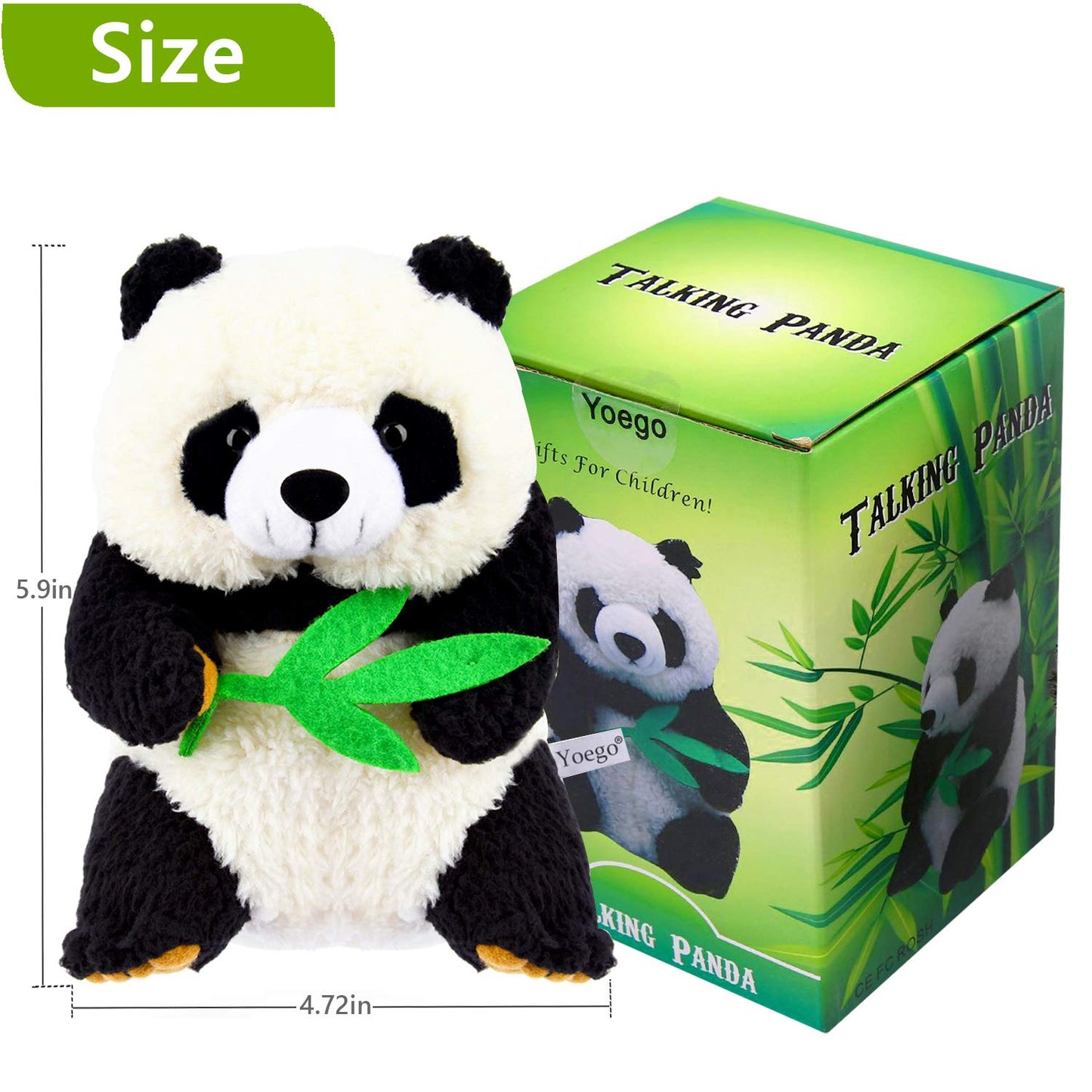 YOEGO Talking Toy, Plush Panda Cute Sound Effects with Repeats Your Said Voice, Best Buddy for Kids Gift