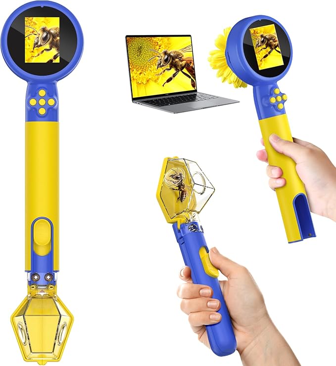 Microscope for Kids with Bug Catcher, 1080P HD Digital Handheld Portable Kids Microscope, 2 in 1 STEM Science Educational Learning Kit Christmas Birthday Gifts Toys for 3-15 Boys & Girls (Blue)