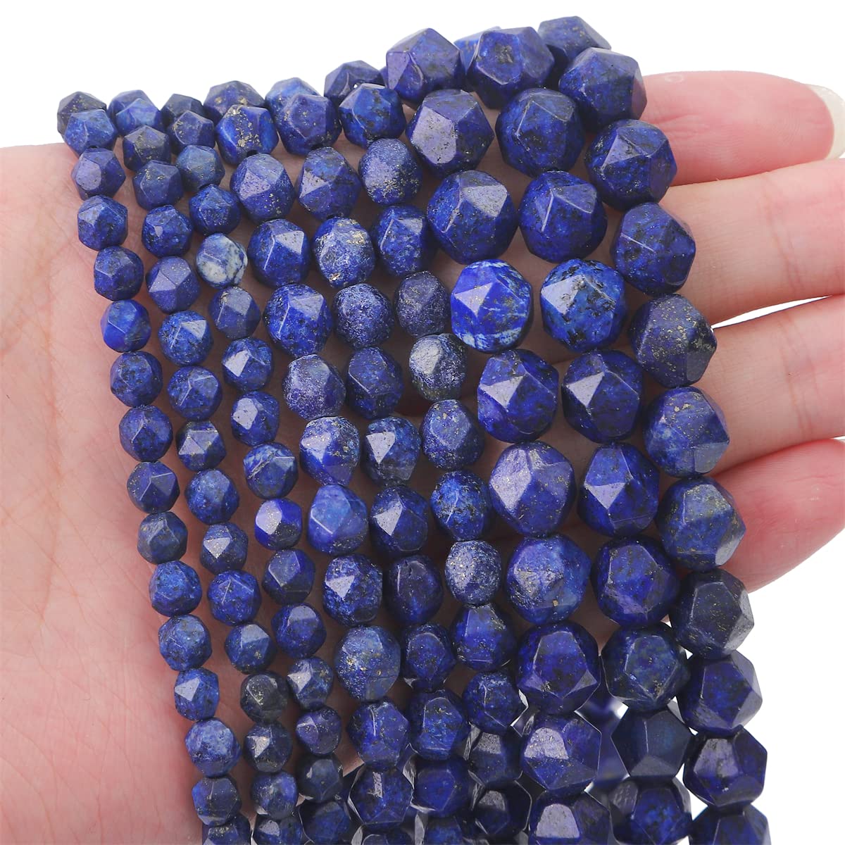 BEADIA Faceted Natural Lapis Lazuli Stone Round Beads 8mm 36cm/Strand for Jewelry Making
