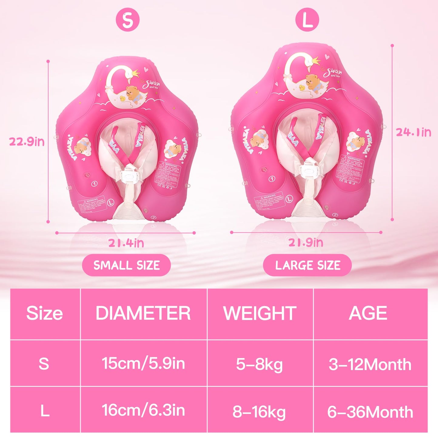 LOOWARTS Baby Float with Canopy,Infant Pool Float with Safety Seat,Baby Swimming Float & Swim Float & Water Float UPF50+ UV Protection for Toddler from 3 to 36 Months (S:3-12 Month)