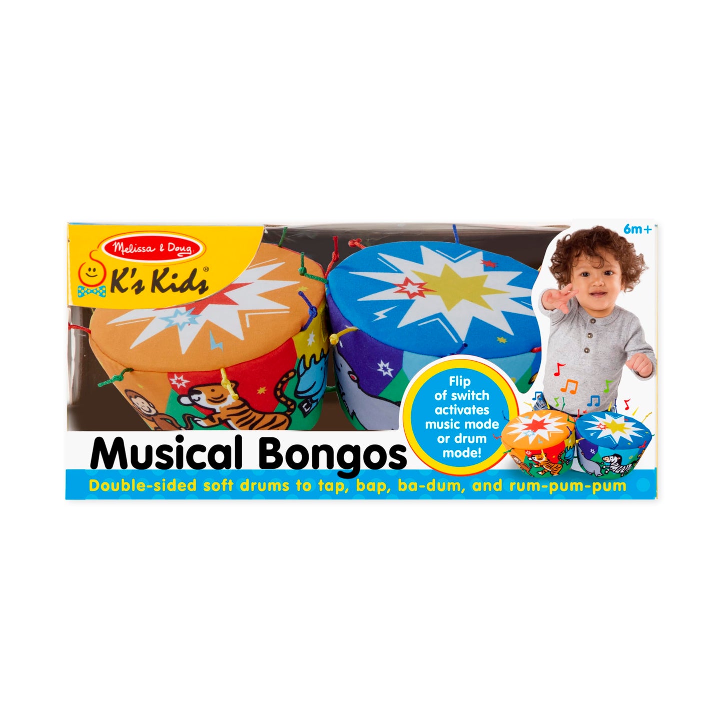 Melissa & Doug K's Kids Bongo Drums Soft Musical Instrument, Multicolor, 1 EA