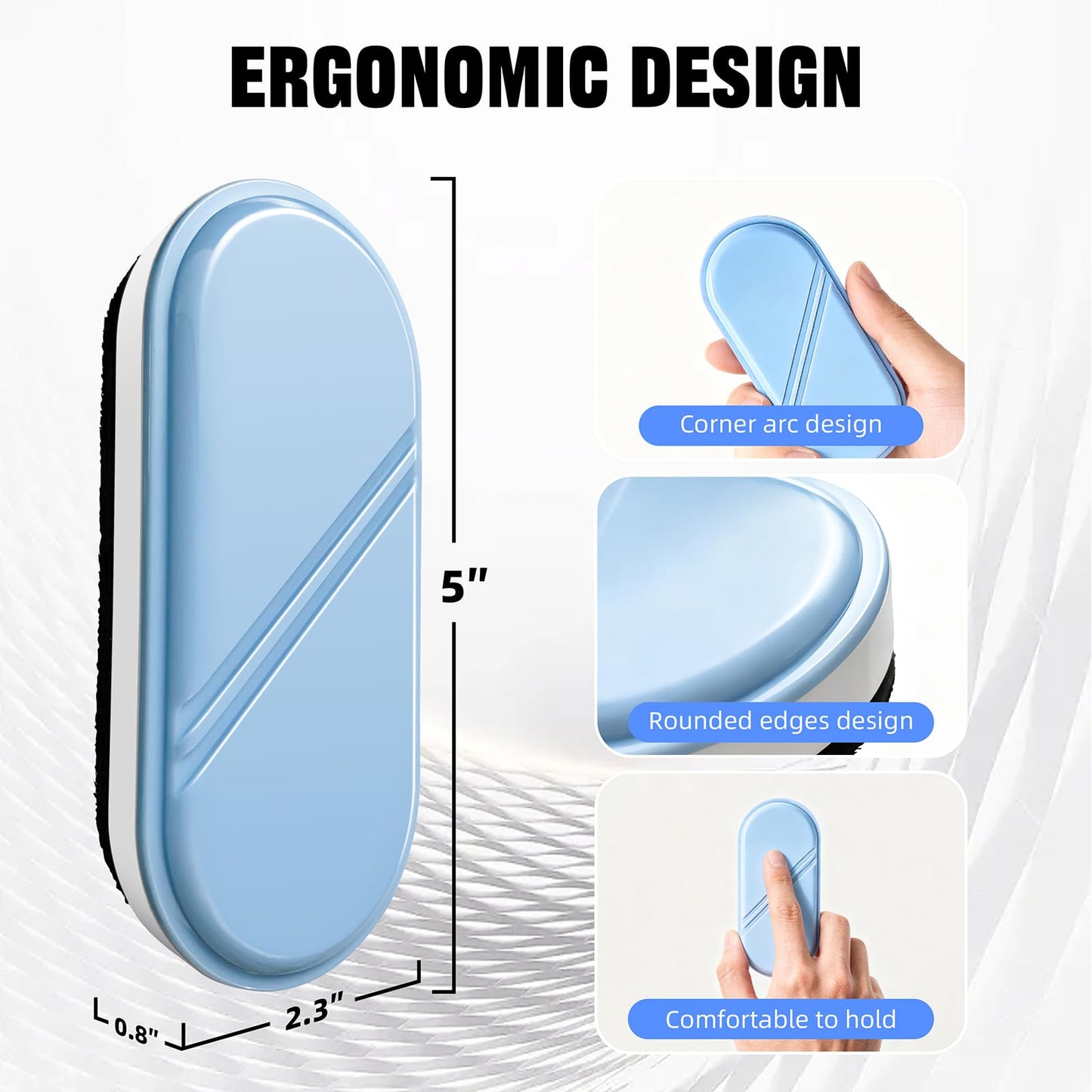 FUNISKETCH Dry Erase Eraser, Detachable Magnetic White Board Erasers - 2 Pack,Glass Board Glass Whiteboard Eraser for Office and School Supplies (Blue)
