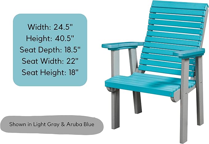 DutchCrafters Modern Horizontal Slat High Back Poly Outdoor Patio Chair (White & Light Gray)