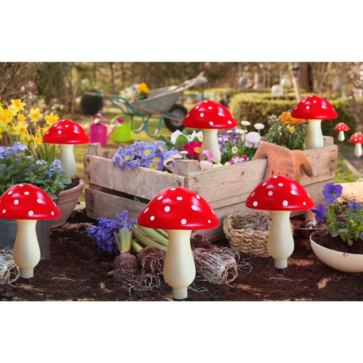 Homeleo 8-Pack Red Mushroom Solar Lights for Outdoor Garden Decor