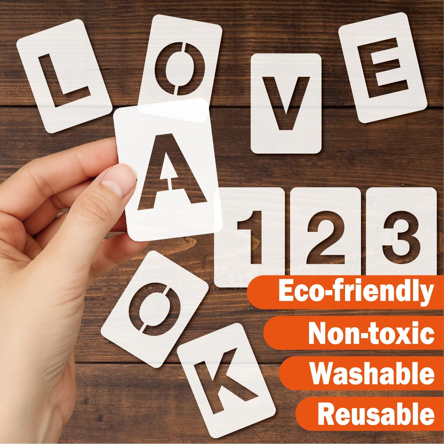 BLOSSOMLAYER Letter Stencils 36pcs 6 Inch Number Alphabet Reusable Plastic TemplatesCraft Stencil Paint Template for Wood Wall Fabric Rock Signage（6in）