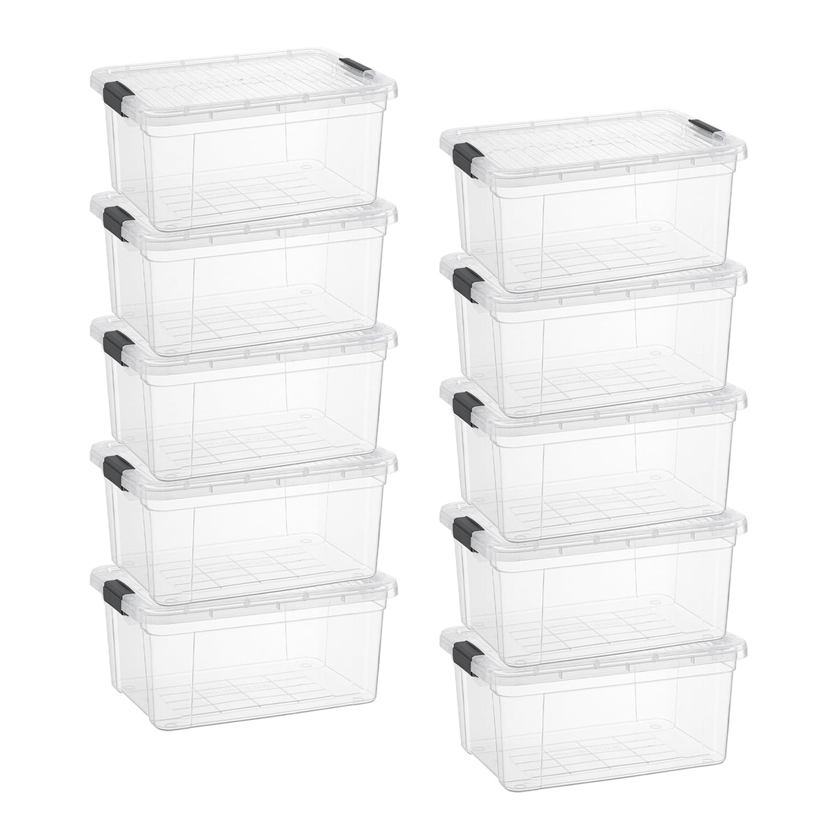 6.6 Quart Clear Plastic Storage Boxes with Lids (10 Count)