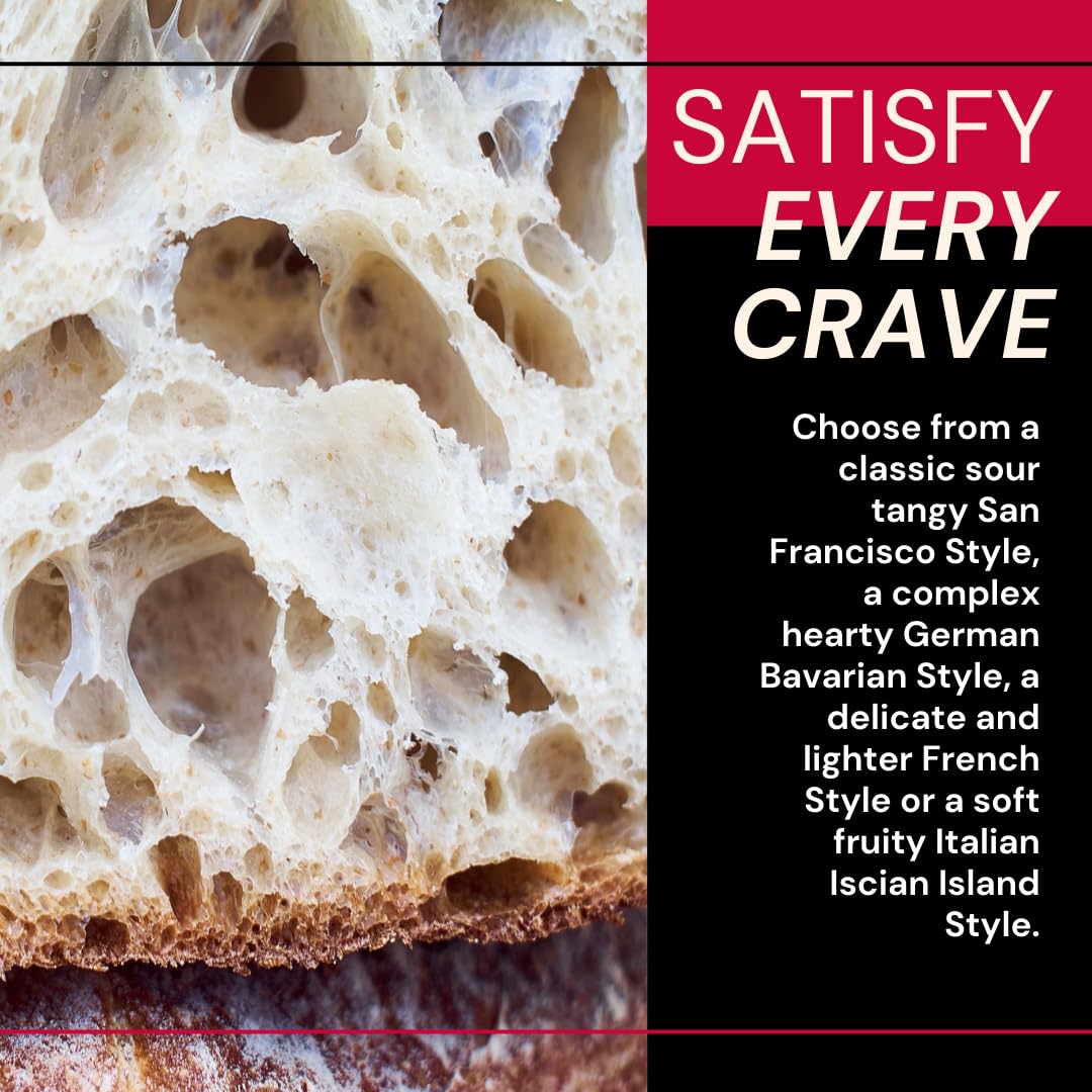 4 Pack Sourdough Starter Variety Pack - Dehydrated Sour Dough Starters San Francisco, German, Italian, French - Essential Sourdough Bread Baking Supplies Kit - Birthday Gift Idea for Women Bakers & Homesteaders