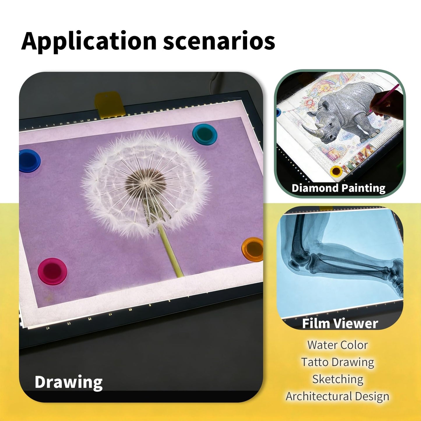 A4 LED Copy Board Light Tracing Box，Trace Light Pad for Tattoo Transferring, Drawing, Streaming, Sketching, Animation, Stenciling，USB LED Light Board for Diamond Painting