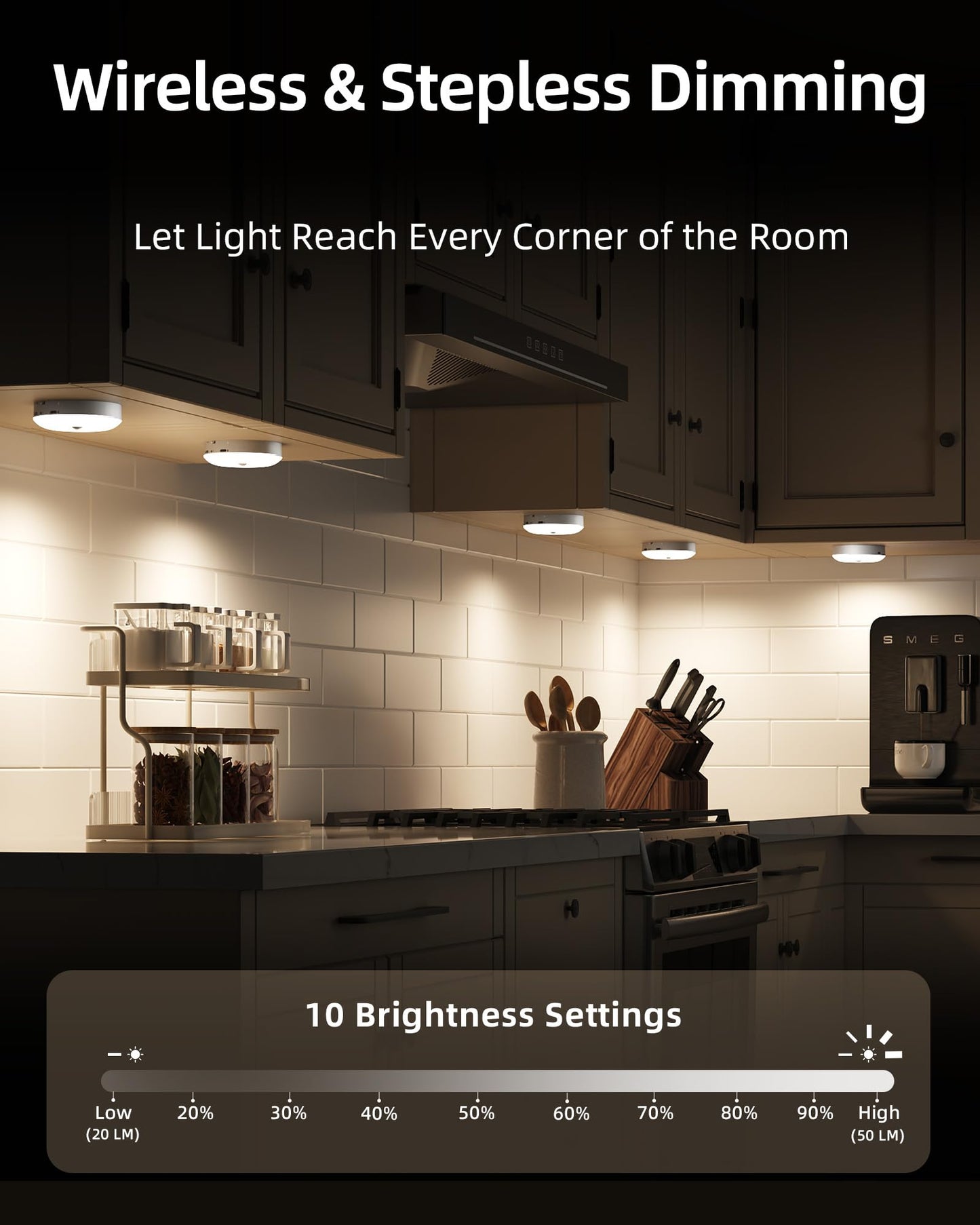 EZVALO Under Cabinet Lighting with Charging Station, 1000mAh Rechargeable Puck Lights with Remote, 3 Color Temps & 12 RGB Closet Lights, Dimmable Motion Sensor Lights for Shelf, Kitchen (6 Packs)