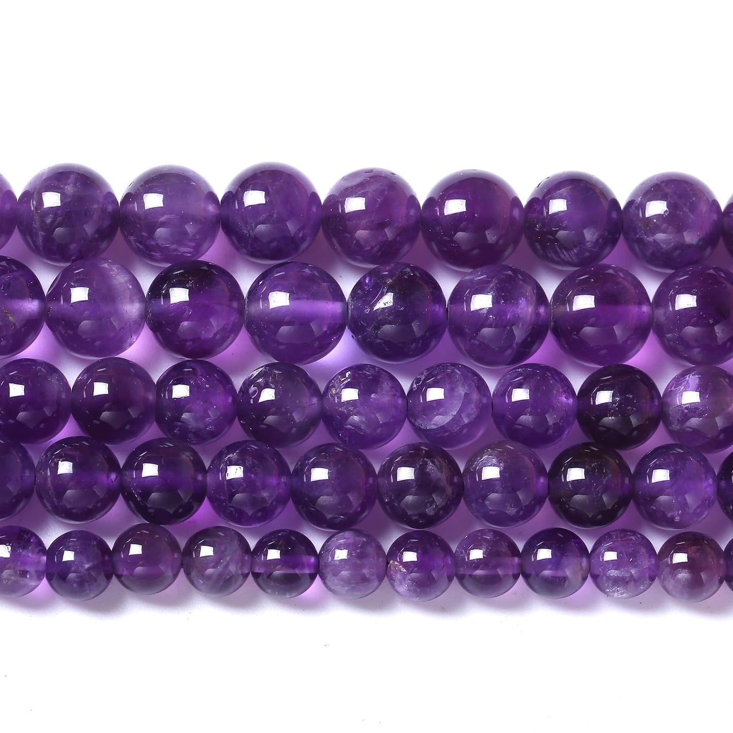 45pcs 8mm AAA Natural Amethyst Beads Crystal Energy Healing Power Stone Beadsfor Jewelry Making DIY Bracelet Necklace Accessories 15"