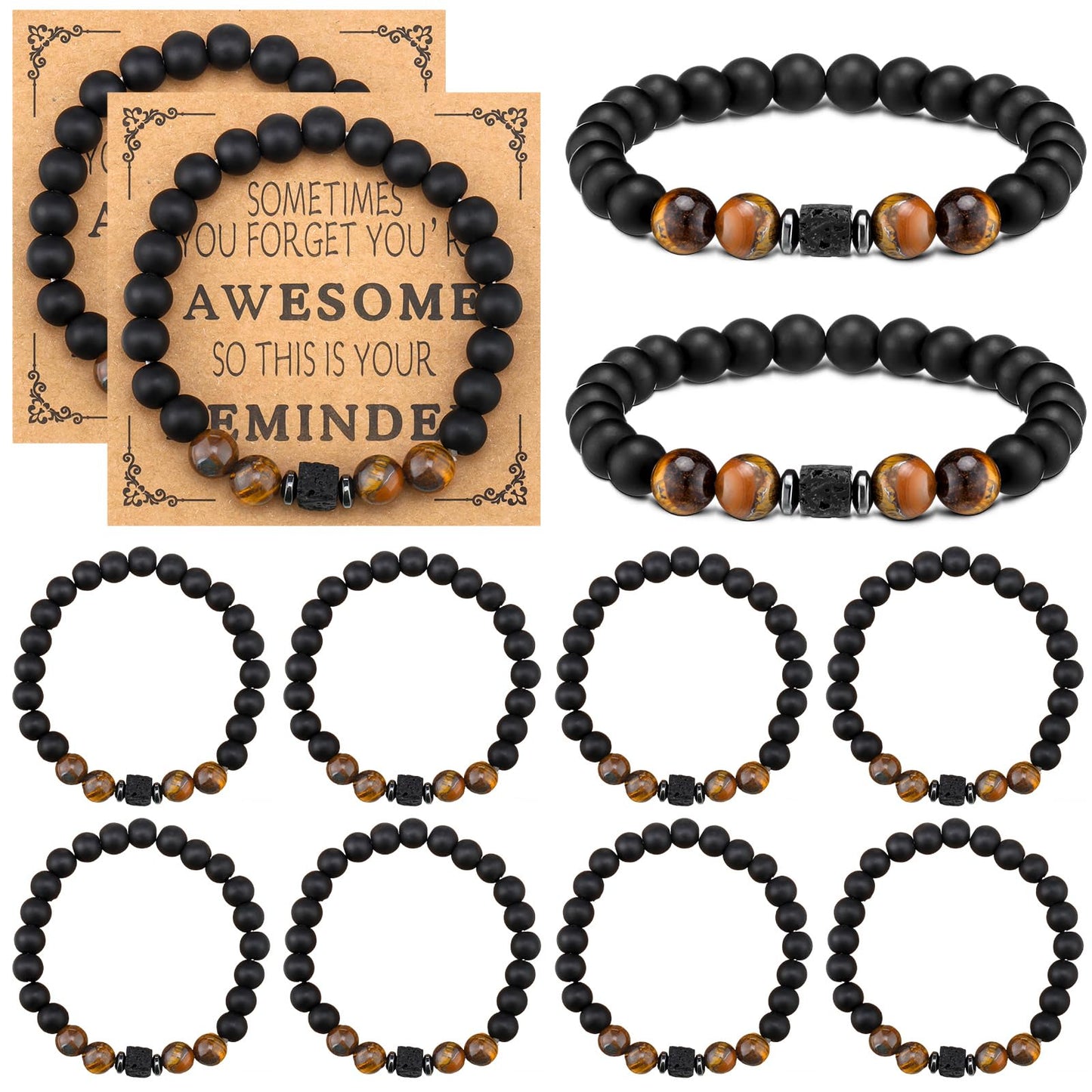Landical 12 Sets Inspirational Bracelets Bulk for Men Women Sometimes You Forget You're Awesome Bracelets(Round)