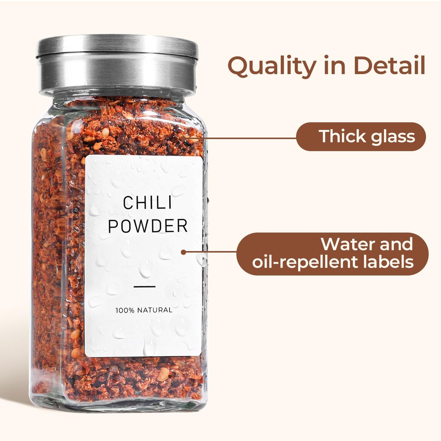 ComSaf Spice Jars with Shaker lids Adjustable, 4oz 24PCS，45 Labels, Comdiment Jars Set, Empty Spice Containers and Square Ingredient Bottles for Kitchen and Seasoning, Bulk Salt and Pepper Shaker Set