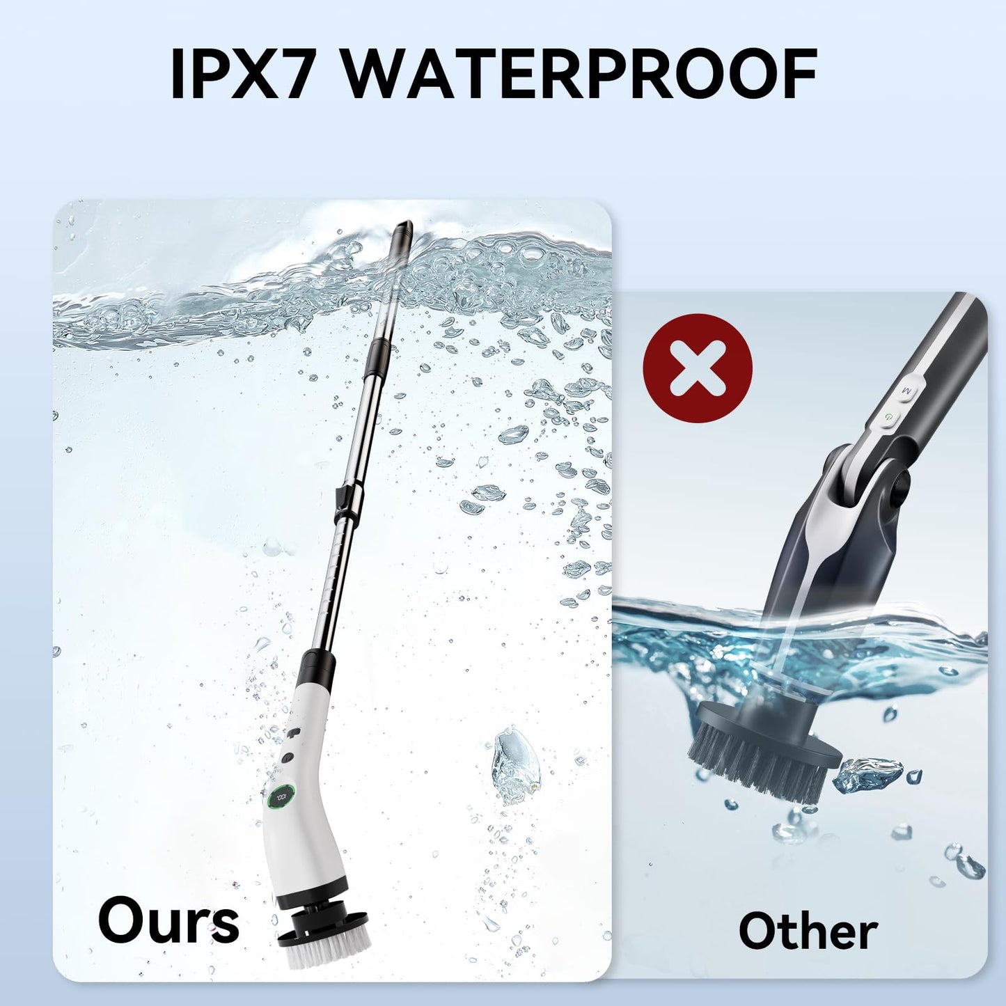 Swyprrix Electric Bathroom Cleaning Brush, Cordless Spin Scrubber Full Body Waterproof IPX7 with Adjustable Handle, 8 Replaceable Brush Heads for Bathtub/Kitchen/Window/Home -SD-CTB01