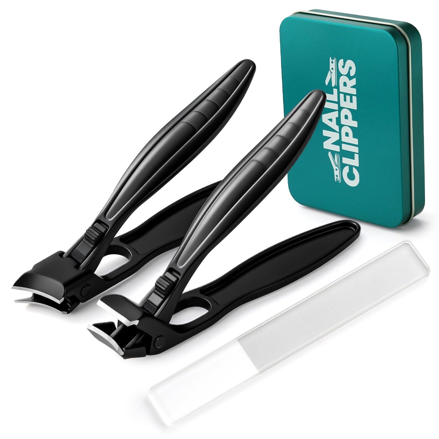 Upgraded ingrown toenail Clippers Set for Thick Nails for Seniors Ergonomic Angled Head and Heavy-Duty Long Handle for Thick Nails, Wide Jaw Nail Cutter with Catcher for Women and Men