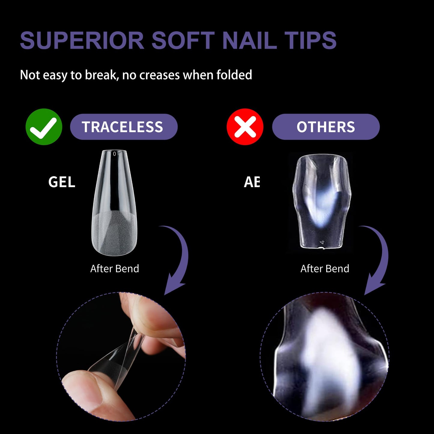 Half Matte Long Coffin Fake Nail Tips, Soft Gel Pre-Shaped Nail Tips, Full Cover False Nails with Clear Box for Nail Salons and DIY Nail Art, 600PCS/10 Sizes