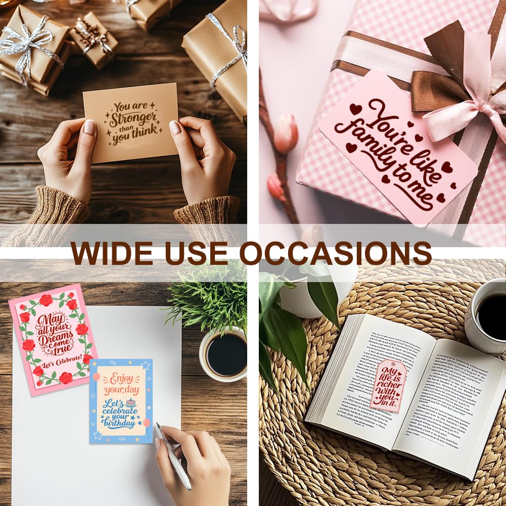 GLASSWINDS 6 Pcs Greeting Words Clear Stamps for Card Making Supplies 20 Ink Pad 3 Acrylic Stamp Block Silicone Stamp with Holiday Bless Happy Birthday Stamps for Crafting DIY Scrapbooking Journal