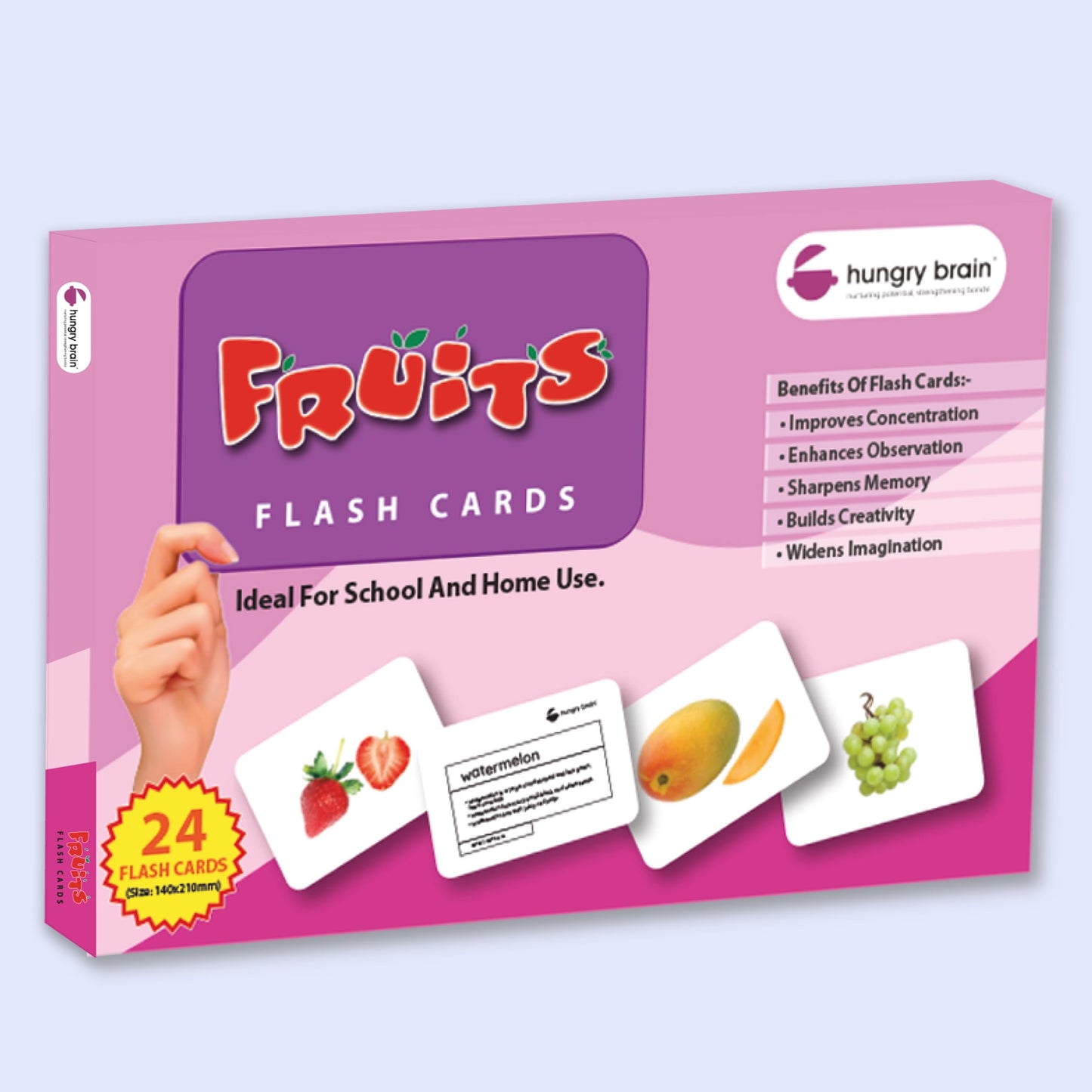 Hungry Brain Fruits Educational High Contrast Baby Flash Cards 3 Months to 6 Years | Visual Stimulation Cards | Brain Development, Montessori Early Learning for Toddlers, Infants, Preschool Kids