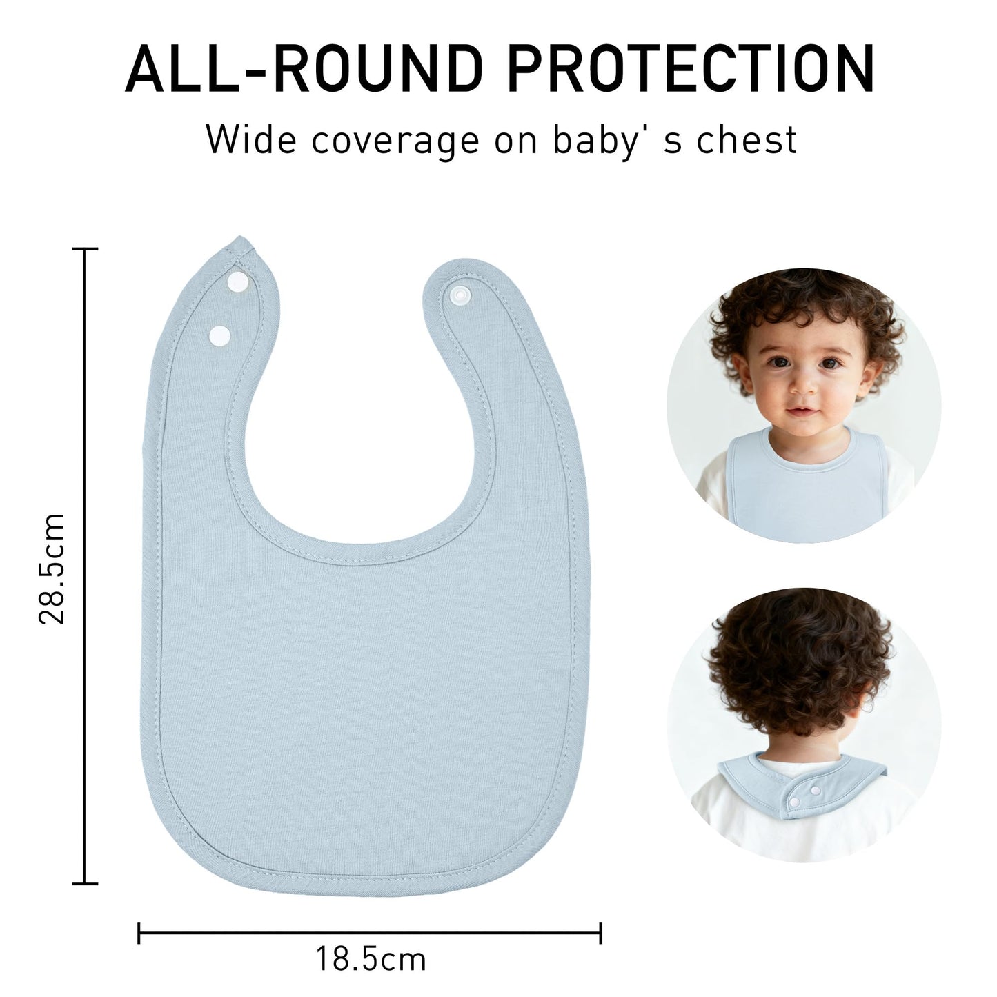 10 Pack Cotton Snap Bibs for Baby Boy Girl, Super Soft Drool Bibs for Teething and Feeding